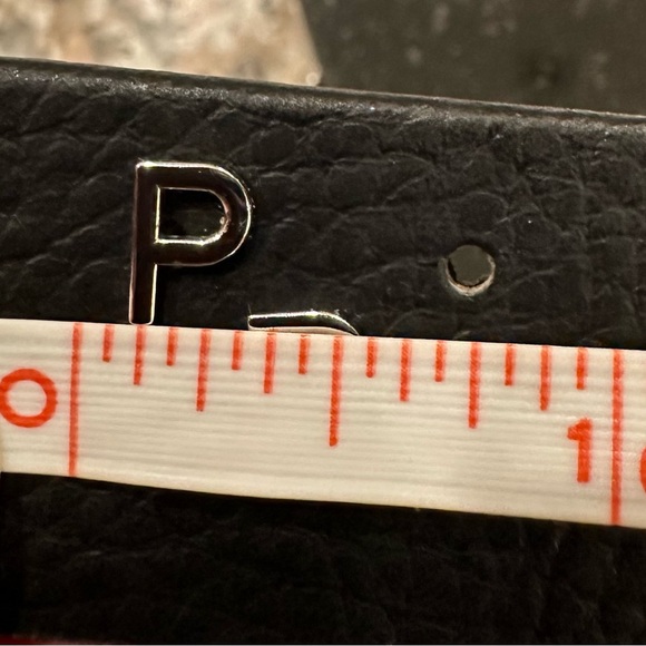 14k white gold pair of initial P earrings with friction posts - Picture 7 of 8